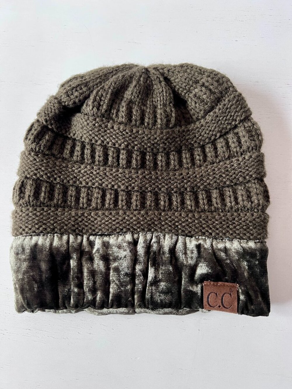 Girlie Girl Originals x C.C Beanie Crushed Velvet Trim Knit Hat